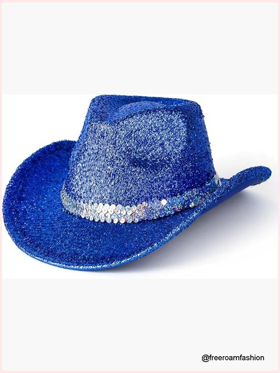 Sparkly Sequin Cowboy Hat Wide Brim Felt Cowboy Hat Disco Party Music Hat